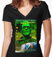 Frankenstein Retro Style Women's Fitted V-Neck T-Shirt