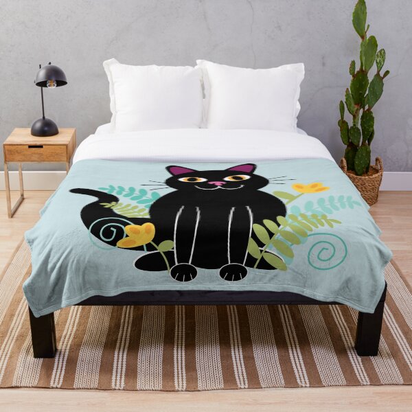 Item preview, Gato negro con helechos y flores. designed and sold by DestructoKitty.