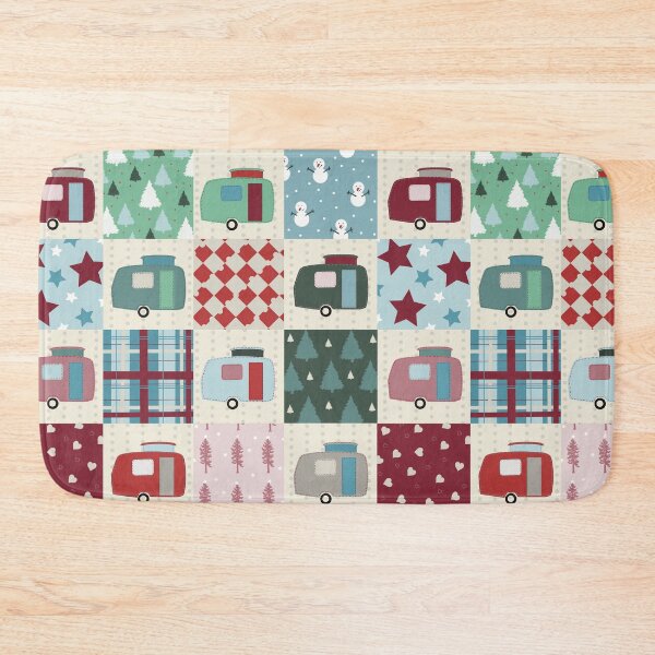 Item preview, Colourful Winter Patchwork of Vintage Caravans  designed and sold by NattyDesigns.