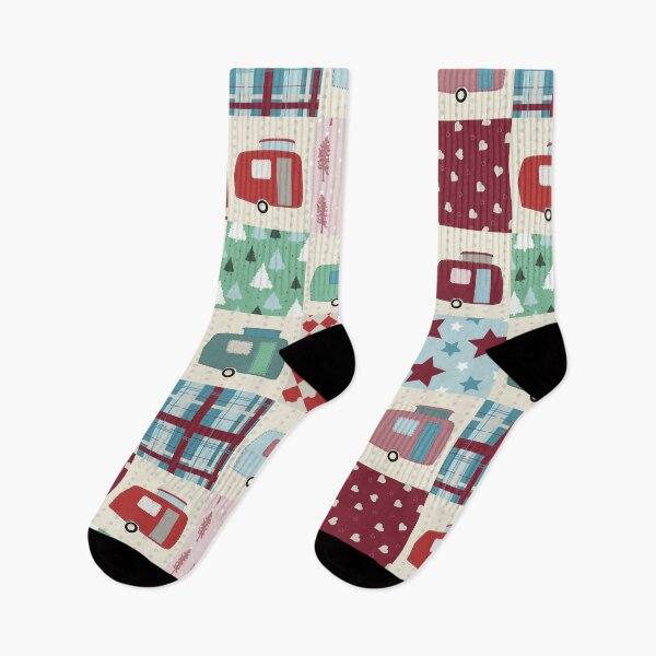 Item preview, Colourful Winter Patchwork of Vintage Caravans  designed and sold by NattyDesigns.
