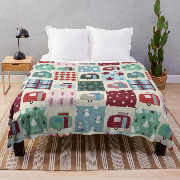 Item preview, Colourful Winter Patchwork of Vintage Caravans  designed and sold by NattyDesigns.