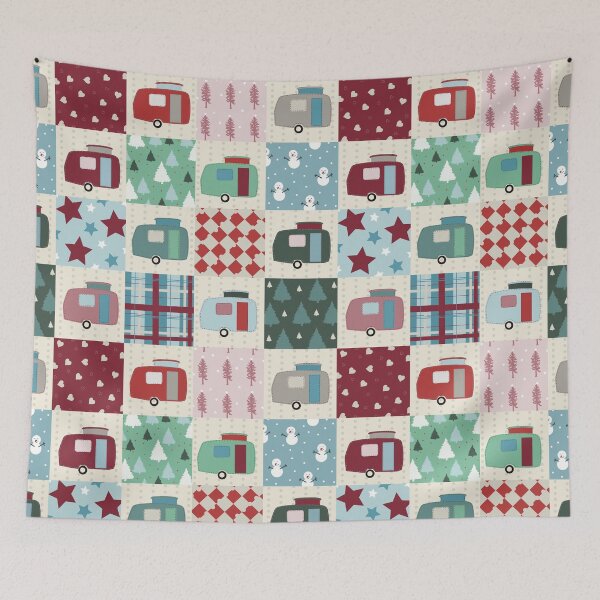 Item preview, Colourful Winter Patchwork of Vintage Caravans  designed and sold by NattyDesigns.