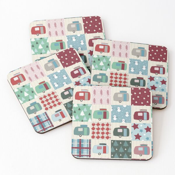 Item preview, Colourful Winter Patchwork of Vintage Caravans  designed and sold by NattyDesigns.
