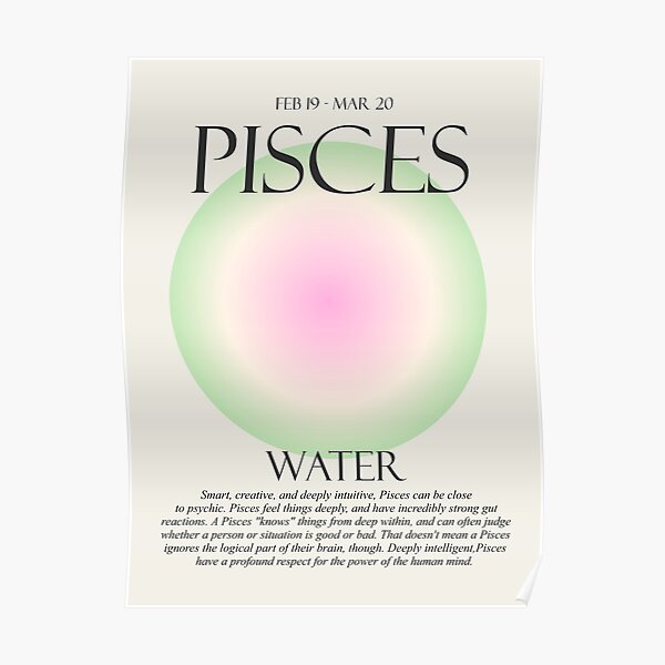 Pisces Zodiac Sign Aura Gradient Poster