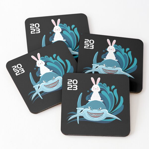 Item preview, Funny shark and rabbit friends year of the rabbit design designed and sold by reka88.