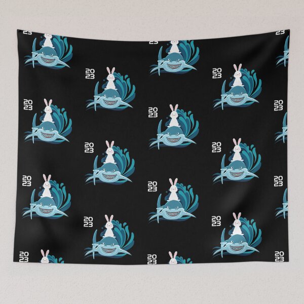 Item preview, Funny shark and rabbit friends year of the rabbit design designed and sold by reka88.