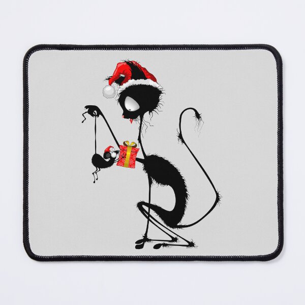 Item preview, Cat Funny Christmas Santa holding a little Mouse with Gift designed and sold by BluedarkArt.
