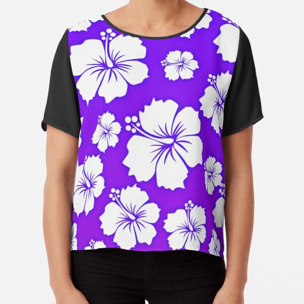 Women's Purple Hawaiian Shirts with Hibiscus Flowers