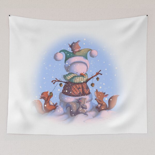 Item preview, Christmas Snowman with Squirrels designed and sold by leehollandart.