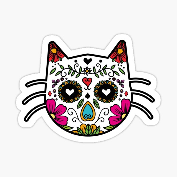 Sugar Skull Cat Sticker