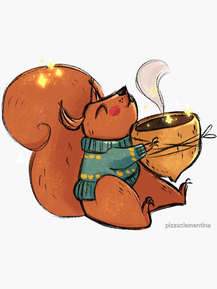 Thumbnail 3 of 3, Sticker, Happy Squirrel designed and sold by pizzaclementina.