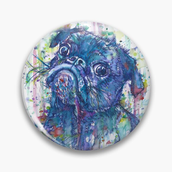 Item preview, PUG watercolor and ink portrait designed and sold by lautir.
