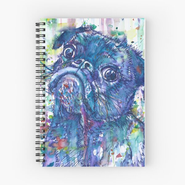 Item preview, PUG watercolor and ink portrait designed and sold by lautir.