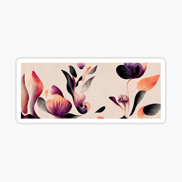 "Pastel violet and orange flower design on a light orange background