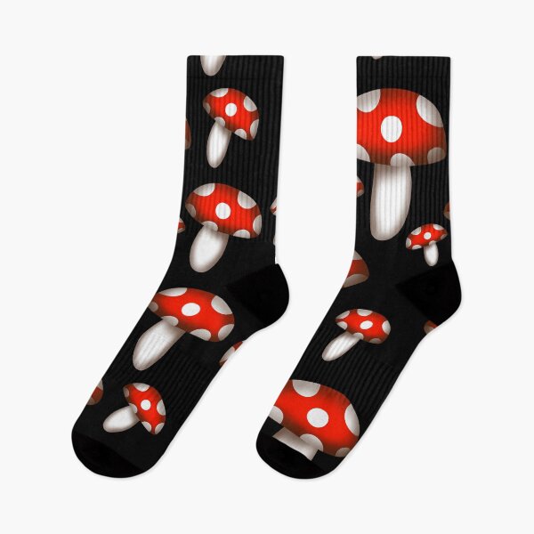Item preview, Amanita Red and White Polka Dot Mushroom Fungus with Black background designed and sold by Karen Ekdahl.