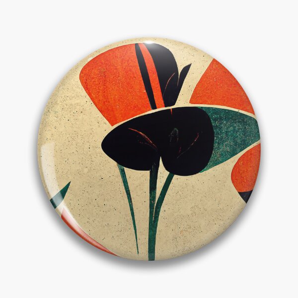 Item preview, Abstract red and black art deco poppy flowers on a light pastel background.  designed and sold by justinasv775.