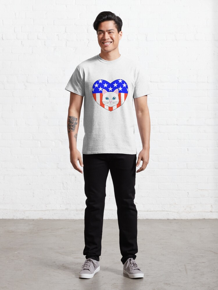 Classic T-Shirt, ALL AMERICAN CAT LOVER designed and sold by Catinorbit