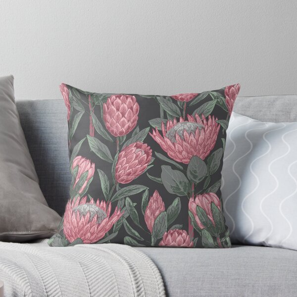 Artikelvorschau, Exotische Blume Protea rosa Muster. Botanische Illustration entworfen und verkauft von IrinaVaneeva.