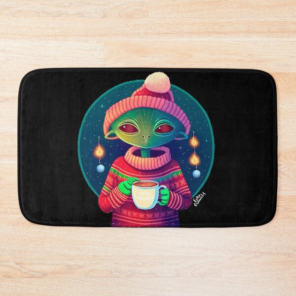 Item preview, Christmas Funny Alien Drinking Coffee Wearing Sweater designed and sold by extraordinar-ia.
