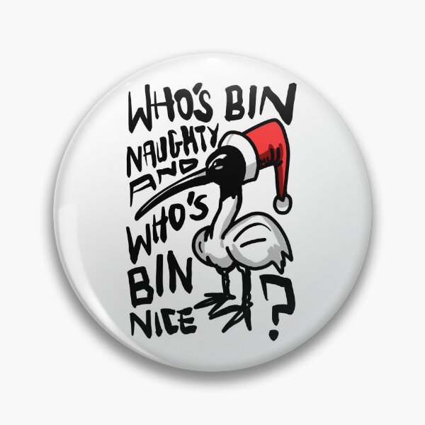 Item preview, Christmas Bin Chicken T Shirt - Australian Bin Chicken Christmas Themed Tee with quote "Who's Bin Naughty" featuring an Aussie Ibis bird! designed and sold by sketchNkustom.