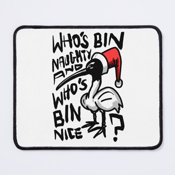 Item preview, Christmas Bin Chicken T Shirt - Australian Bin Chicken Christmas Themed Tee with quote "Who's Bin Naughty" featuring an Aussie Ibis bird! designed and sold by sketchNkustom.