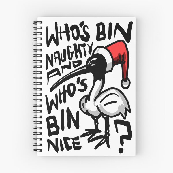Item preview, Christmas Bin Chicken T Shirt - Australian Bin Chicken Christmas Themed Tee with quote "Who's Bin Naughty" featuring an Aussie Ibis bird! designed and sold by sketchNkustom.