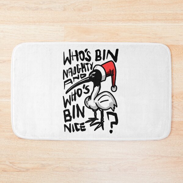 Item preview, Christmas Bin Chicken T Shirt - Australian Bin Chicken Christmas Themed Tee with quote "Who's Bin Naughty" featuring an Aussie Ibis bird! designed and sold by sketchNkustom.