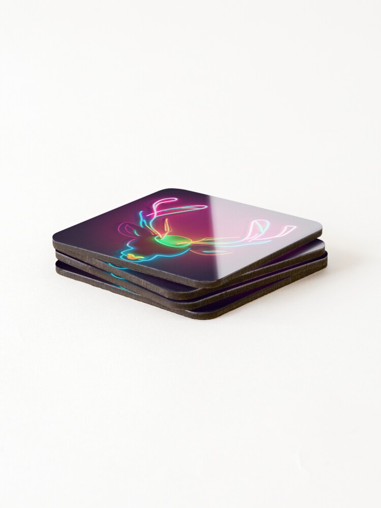 Thumbnail 4 of 5, Coasters (Set of 4), Neon Reindeer designed and sold by RottenMagic.