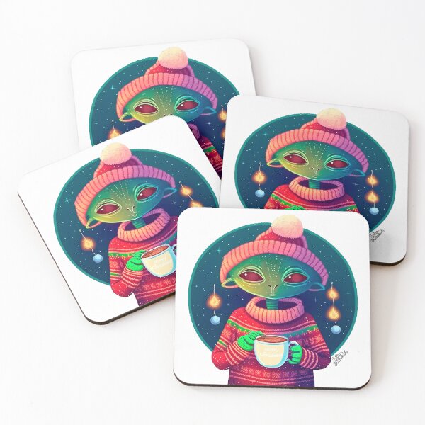 Item preview, Christmas Funny Alien Drinking Coffee Wearing Sweater designed and sold by extraordinar-ia.