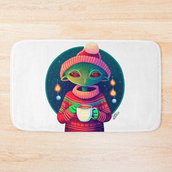 Item preview, Christmas Funny Alien Drinking Coffee Wearing Sweater designed and sold by extraordinar-ia.
