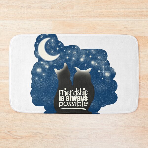 Item preview, Friendship is always possible. A cat and an owl look moon and stars in the night. designed and sold by PerlaDesignArt.
