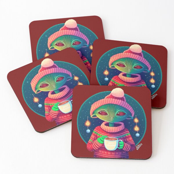 Item preview, Christmas Funny Alien Drinking Coffee Wearing Sweater designed and sold by extraordinar-ia.