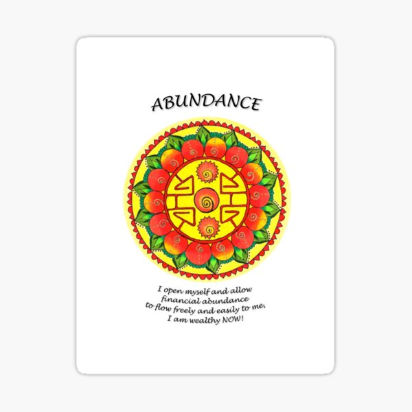 Abundance Mandala (affirmations) Sticker