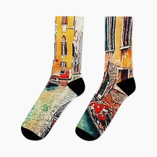 Item preview, Gondolier. Venice canal. Watercolor painting designed and sold by Vivid Studio.