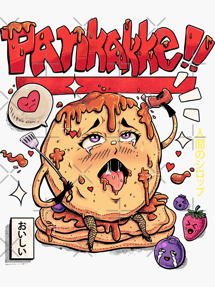 Pankakke Kawaii Pancake Funny Japanese Naughty Foodie Pun Sticker For Sale By Numacreations 