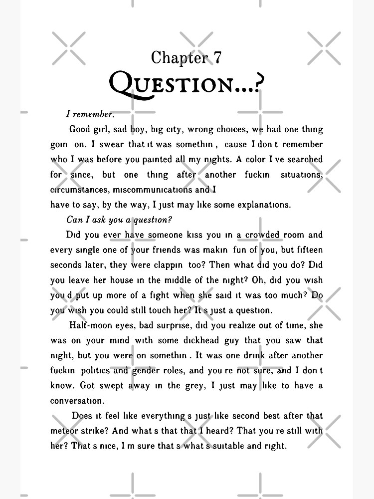 Midnights Question Taylor Swift Novel Lyrics Poster