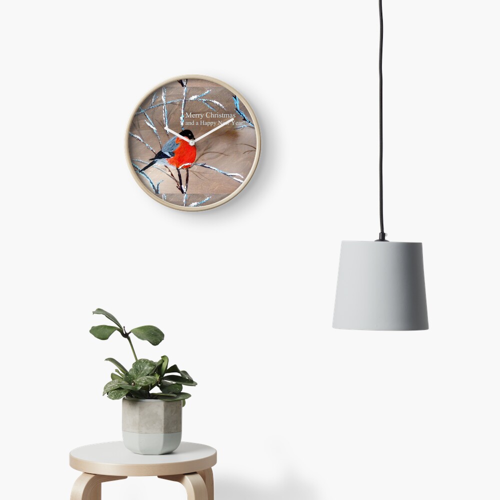 Bullfinch. Merry Xmas and a Happy New Year! Clock
