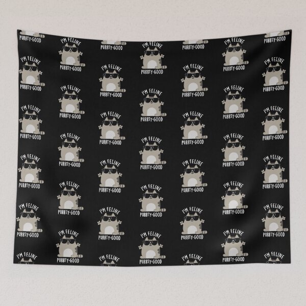 Item preview, I'm Feline Purr-ty Good Funny Cat Puns (Dark BG) designed and sold by punnybone.