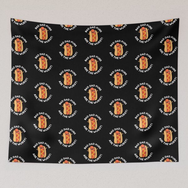 Item preview, Bad Dad Puns Are The Wurst Funny Sausage Puns (Dark BG) designed and sold by punnybone.
