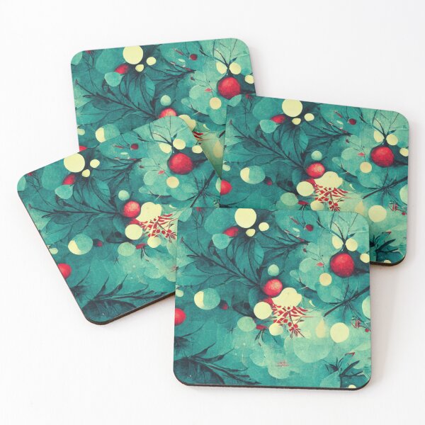 Item preview, Blue Christmas Leaves Wallpaper designed and sold by thisisallahoax.