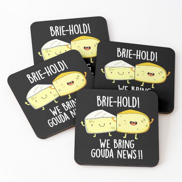 Item preview, Brie-hold We Bring Gouda News Funny Cheese Puns (Dark BG) designed and sold by punnybone.