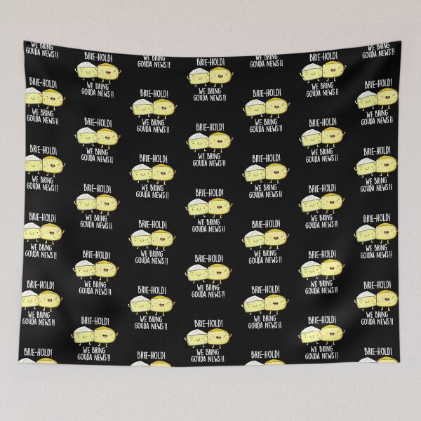 Item preview, Brie-hold We Bring Gouda News Funny Cheese Puns (Dark BG) designed and sold by punnybone.