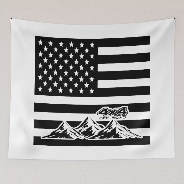 Item preview, American Flag 4x4 Off Road Mountains designed and sold by DesireeNeves.