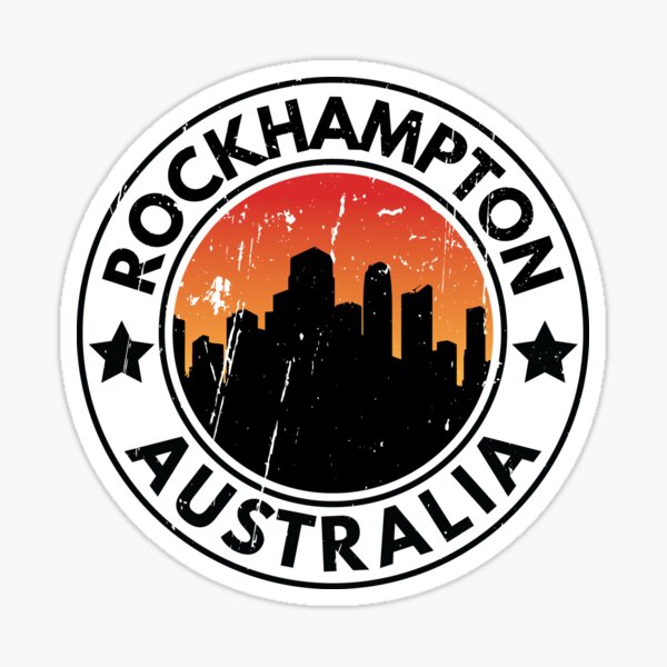"Rockhampton Vintage Sunset, Rounded City In Australia" Sticker for