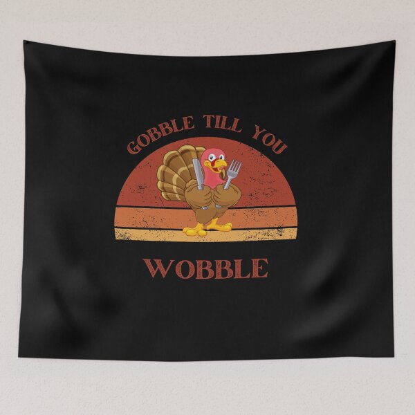 Item preview, Gobble till you wobble- Funny thanksgiving  Aprons designed and sold by ZoesAttic.