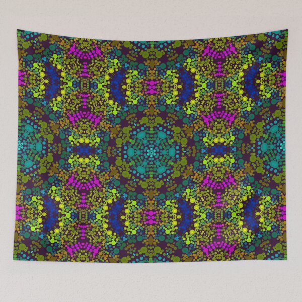 Artikelvorschau, Punkt-Mandala-Blumen-Blau-Gelb und Rosa entworfen und verkauft von WormholeOrbital.
