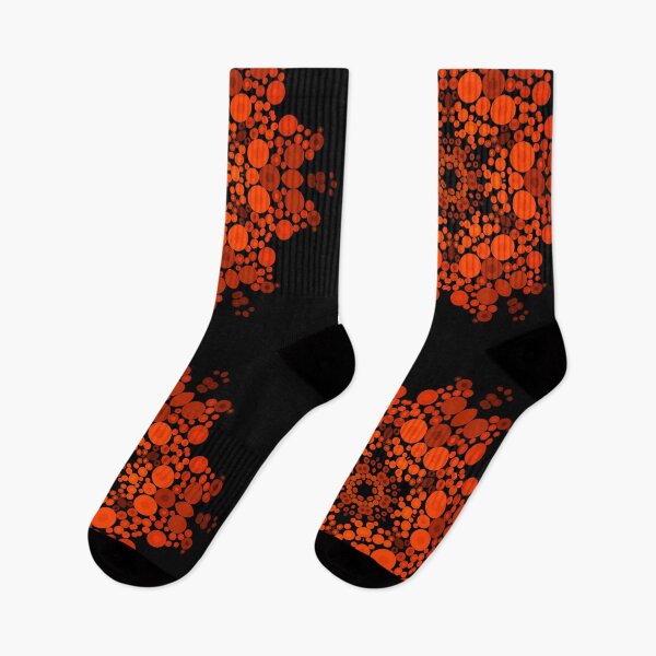 Artikelvorschau, Punkt-Mandala-Blume Orange und Schwarzes entworfen und verkauft von WormholeOrbital.
