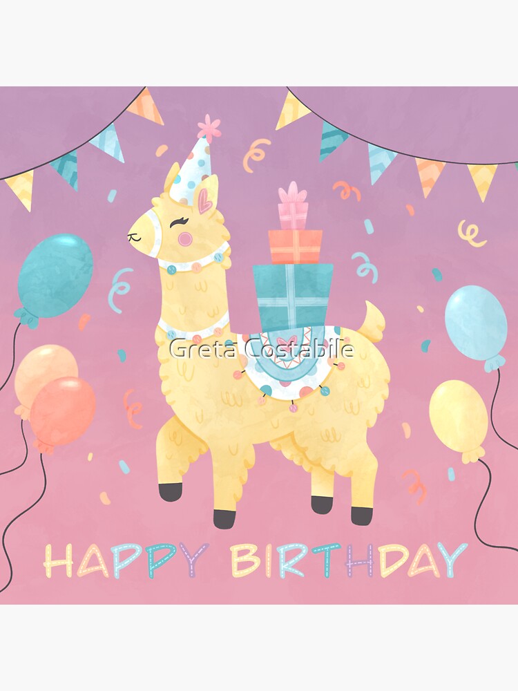 Happy Alpaca Birthday Stickers