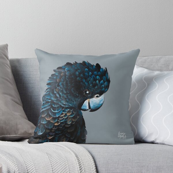 Black cockatoo Throw Pillow