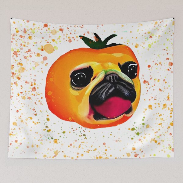 Item preview, Orange Tomato Pug Splatter designed and sold by DreamScheme.